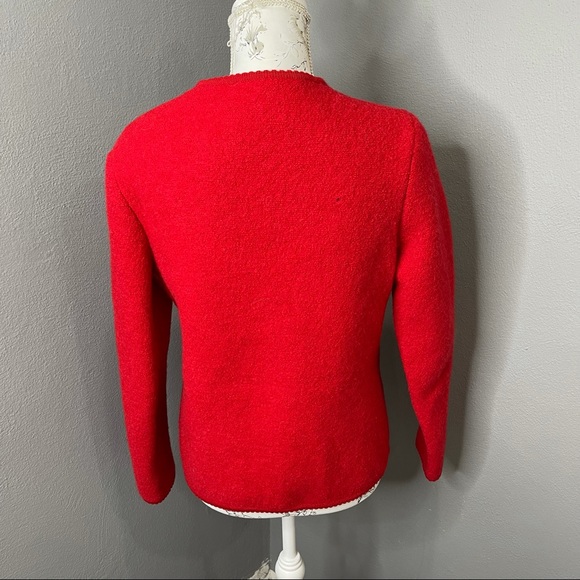 GEIGER Tyrol Womens Red Pure Wool Jacket Cardigan Made In Austria 42 Sweater - Picture 2 of 5